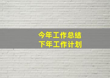 今年工作总结 下年工作计划